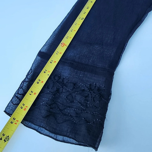 I.G. Sport Black Airy Sheer Polyester Gauze Tunic Top Embroidery Blouse India XL - Picture 8 of 11